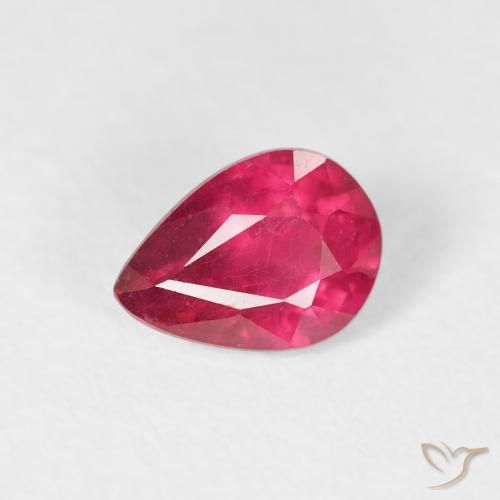 0.91ct Naturale Rosso chiaro Rubino, Forma a pera, VS-SI