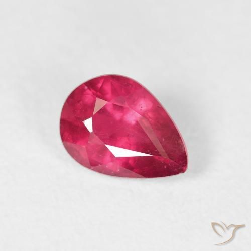 Rubino Rosso chiaro naturale da 0.91 ct, Forma a pera, VS-SI