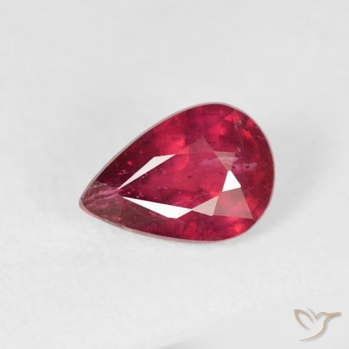 1.08ct Naturale Rosso medio Rubino, Forma a pera, VS-SI