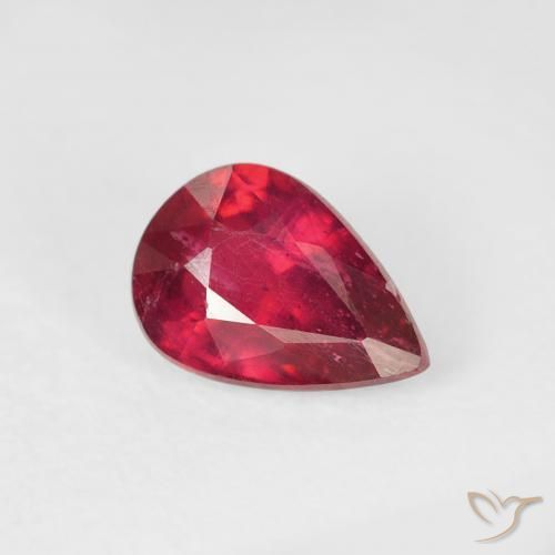 Rubino Rosso medio naturale da 1.08 ct, Forma a pera, VS-SI