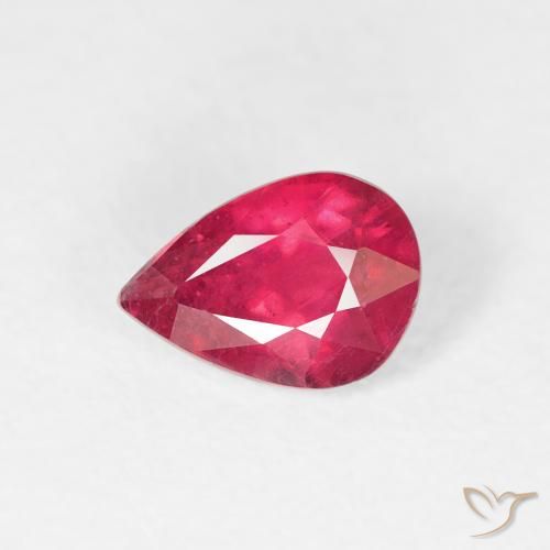 0.86ct Naturale Rosso medio Rubino, Forma a pera, VS-SI