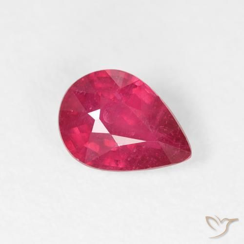 Rubino Cremisi Profondo naturale da 0.86 ct, Forma a pera, VS-SI
