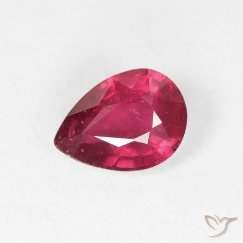 1.02ct Naturale Rosso medio Rubino, Forma a pera, VS-SI