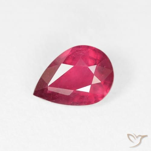 0.91ct Naturale Rosa rossastra Rubino, Forma a pera, VS-SI