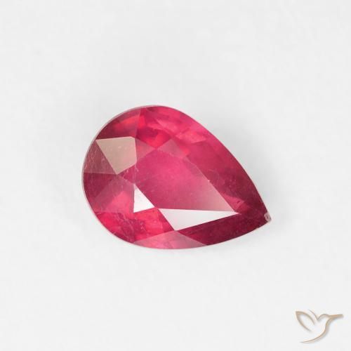 Rubino Rosa rossastra naturale da 0.91 ct, Forma a pera, VS-SI