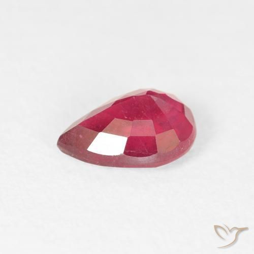 Rubino Rosa rossastra naturale da 0.91 ct, Forma a pera, VS-SI