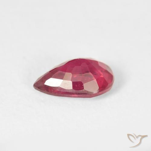 Rubino Rosa rossastra naturale da 0.79 ct, Forma a pera, VS-SI