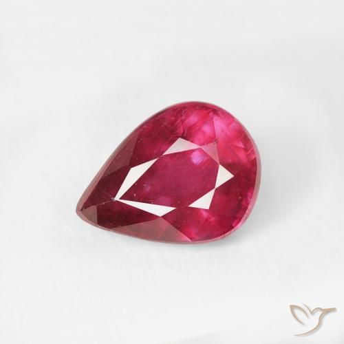 1.04ct Naturale Rosso medio Rubino, Forma a pera, VS-SI