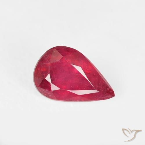 Rubino marmellata rossa naturale da 0.82 ct, Forma a pera, VS-SI