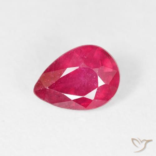0.91ct Naturale Rosa rossastra Rubino, Forma a pera, VS-SI