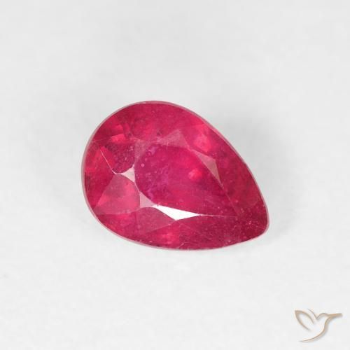 Rubino Rosa rossastra naturale da 0.91 ct, Forma a pera, VS-SI