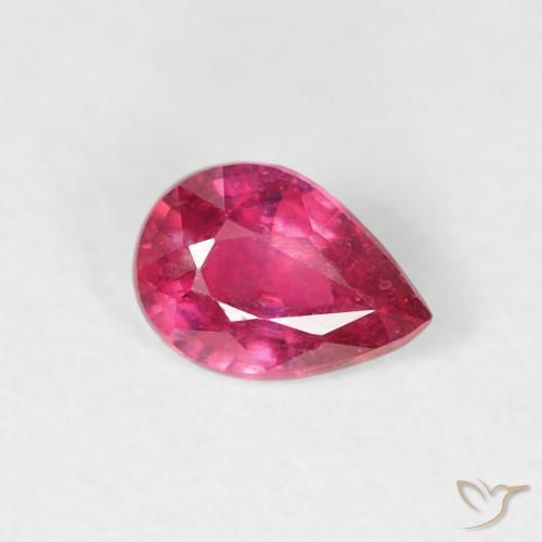 Rubino Rosso chiaro naturale da 0.49 ct, Forma a pera, VS-SI