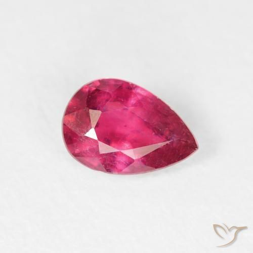 Rubino Rosso tendente al rosa naturale da 0.58 ct, Forma a pera, VS-SI