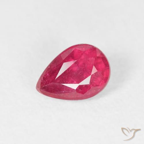 0.62ct Naturale Rosso tendente al rosa Rubino, Forma a pera, VS-SI