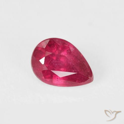 Rubino Rosso tendente al rosa naturale da 0.62 ct, Forma a pera, VS-SI