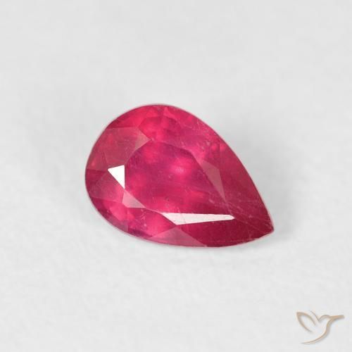 Rubino Rosso tendente al rosa naturale da 0.57 ct, Forma a pera, VS