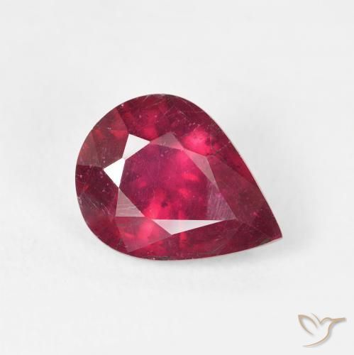 Rubino Rosso tendente al rosa naturale da 2.52 ct, Forma a pera, VS