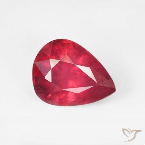 Rubino Rosso medio naturale da 2.55 ct, Forma a pera, VS