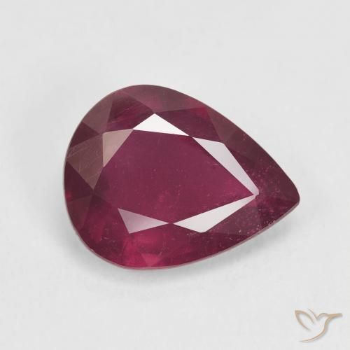 Rubino Rosso scuro naturale da 4.11 ct, Forma a pera, VS