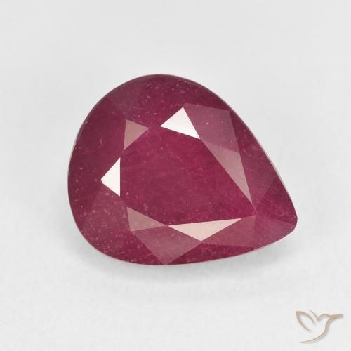 Rubino Rosso scuro naturale da 6.51 ct, Forma a pera, VS