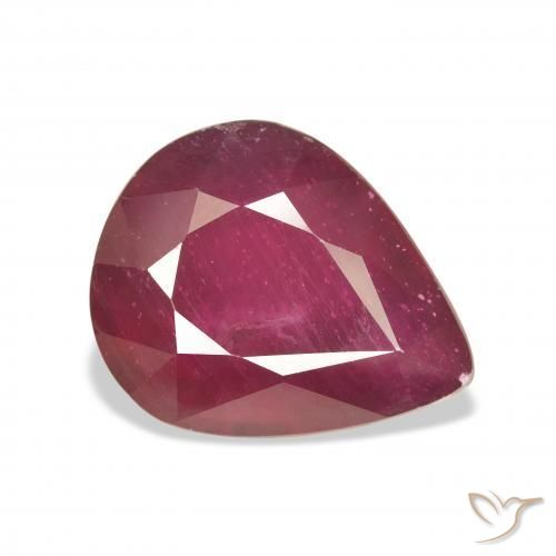 Rubino Rosso scuro naturale da 12.06 ct, Forma a pera, VS