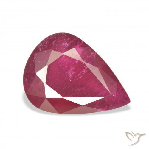 Rubino Rosso scuro naturale da 10.07 ct, Forma a pera, VS