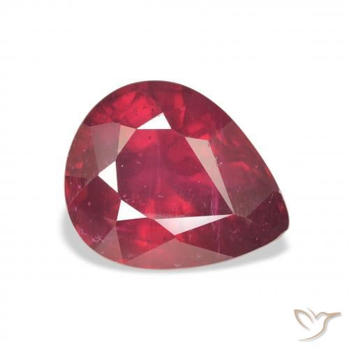 Rubino Cremisi Profondo naturale da 6.37 ct, Forma a pera, VS