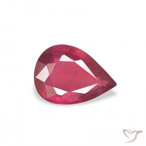 Rubino Rosa rossastra naturale da 0.92 ct, Forma a pera, VS-SI