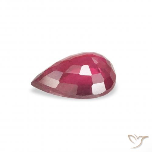 Rubino Rosa rossastra naturale da 0.92 ct, Forma a pera, VS-SI