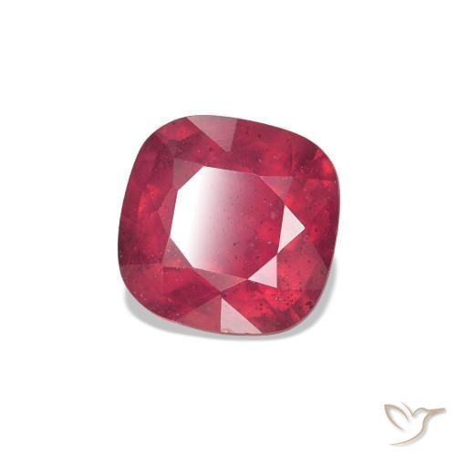Rubino Rosa rossastro intenso naturale da 0.84 ct, Taglio a cuscino, VS