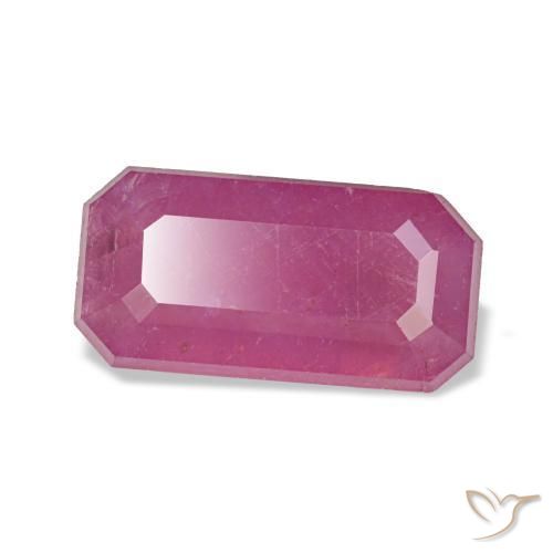 Rubino naturale porpora da 1,71 ct, taglio smeraldo, VS