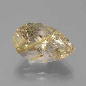 Quarzo rutilato naturale giallo da 8,60 ct, taglio a pera, trasparente