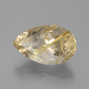 Quarzo rutilato naturale giallo da 8,60 ct, taglio a pera, trasparente