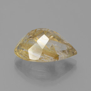 Quarzo rutilato naturale giallo da 8,60 ct, taglio a pera, trasparente