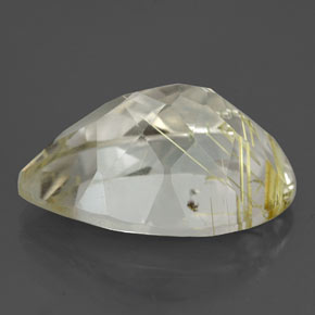 Quarzo rutilato naturale giallo da 8,70 ct, taglio a pera, trasparente