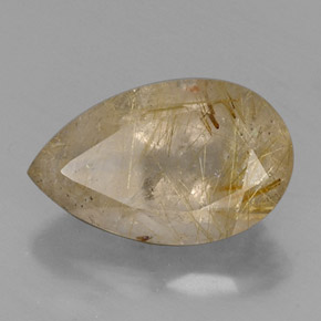 Quarzo rutilato naturale giallo da 8,53 ct, taglio a pera, trasparente