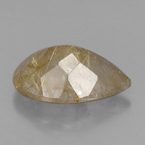 Quarzo rutilato naturale giallo da 8,53 ct, taglio a pera, trasparente
