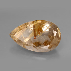 Quarzo rutilato naturale giallo da 8,23 ct, taglio a pera, opaco