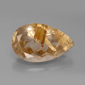 Quarzo rutilato naturale giallo da 8,23 ct, taglio a pera, opaco