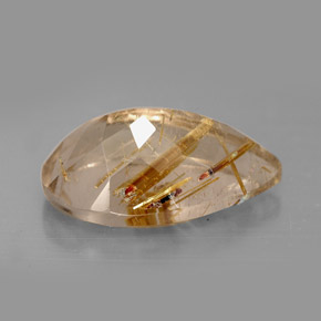 Quarzo rutilato naturale giallo da 8,23 ct, taglio a pera, opaco
