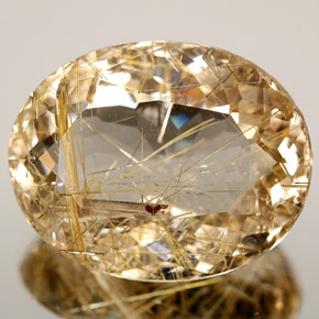 Quarzo rutilato naturale giallo da 8,47 ct, taglio ovale, trasparente