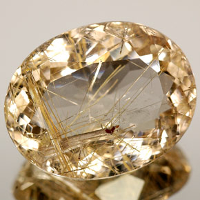 Quarzo rutilato naturale giallo da 8,47 ct, taglio ovale, trasparente