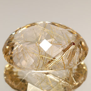 Quarzo rutilato naturale giallo da 8,47 ct, taglio ovale, trasparente