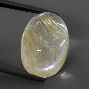 Quarzo rutilato naturale giallo da 19,39 ct, taglio ovale, trasparente