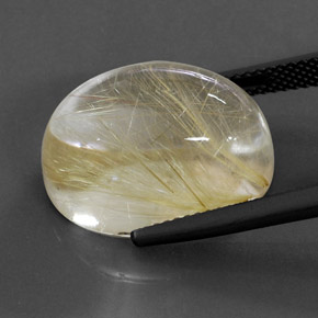 Quarzo rutilato naturale giallo da 19,39 ct, taglio ovale, trasparente