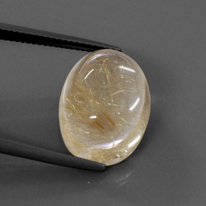 Quarzo rutilato naturale giallo da 14,22 ct, taglio ovale, trasparente