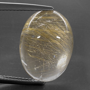 Quarzo rutilato naturale giallo da 13,78 ct, taglio ovale, trasparente