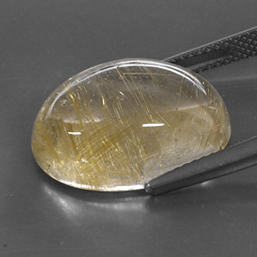 Quarzo rutilato naturale giallo da 13,78 ct, taglio ovale, trasparente