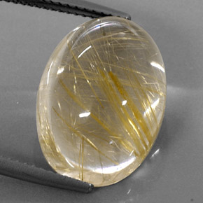 Quarzo rutilato naturale giallo da 14,80 ct, taglio ovale, trasparente