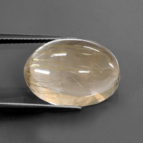 Quarzo rutilato naturale giallo da 13,66 ct, taglio ovale, trasparente